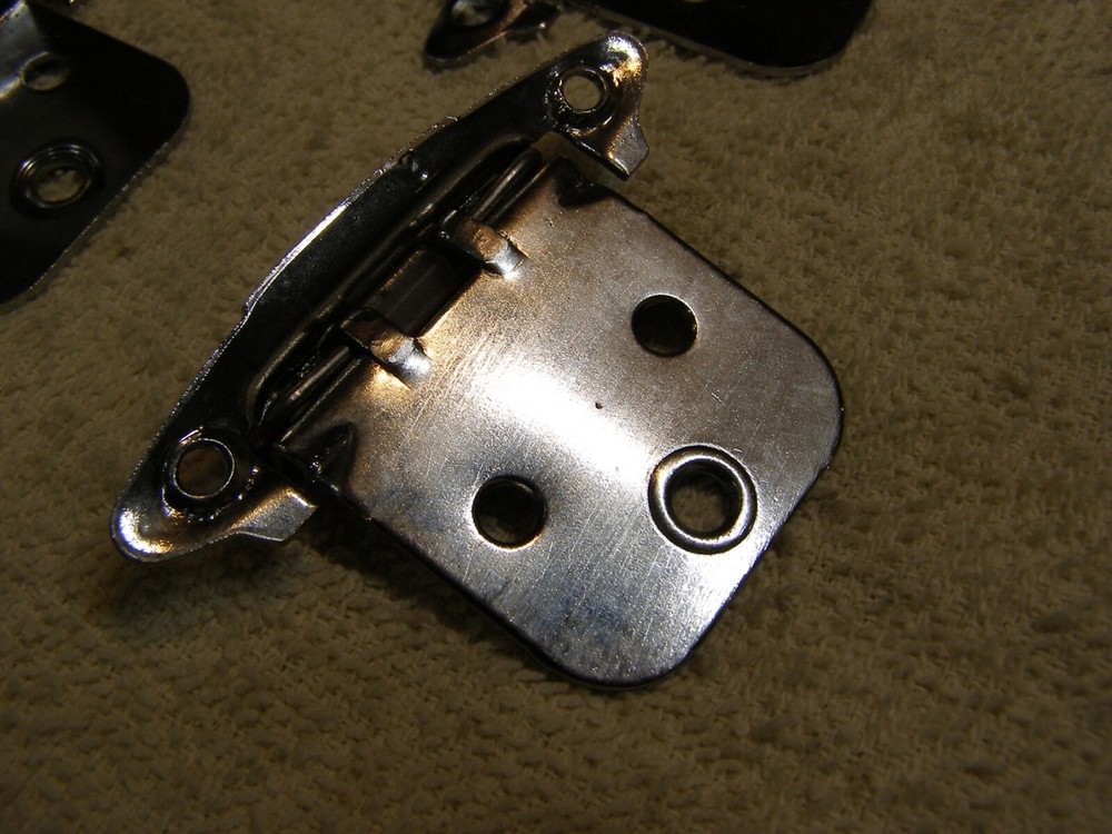 4 Face Mount / Flush Mount Self Closing Chrome Cabinet Hinges Spring Loaded