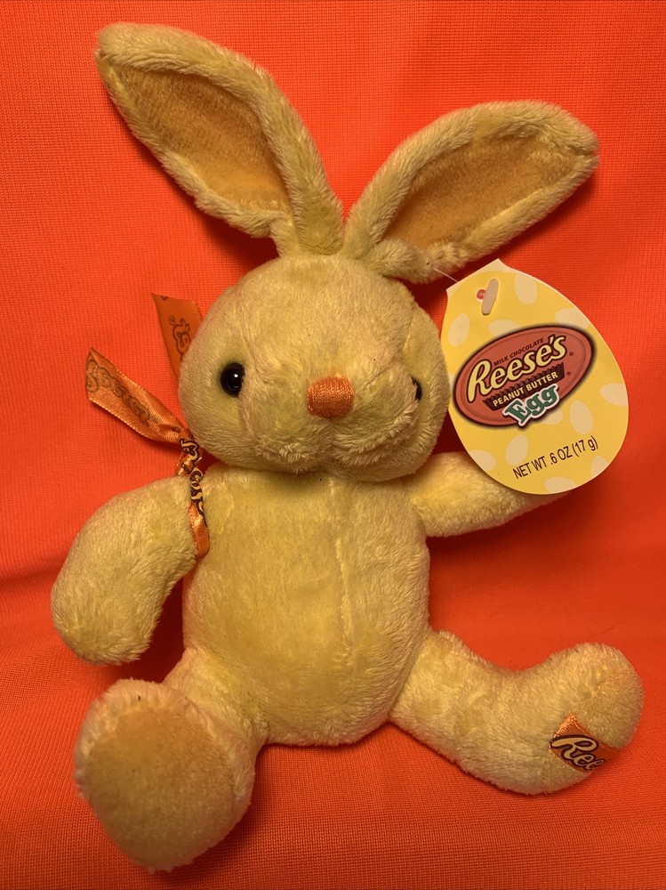 Yellow Reese’s Plush Rabbit 7” Tags Ribbon Peanut Butter Egg