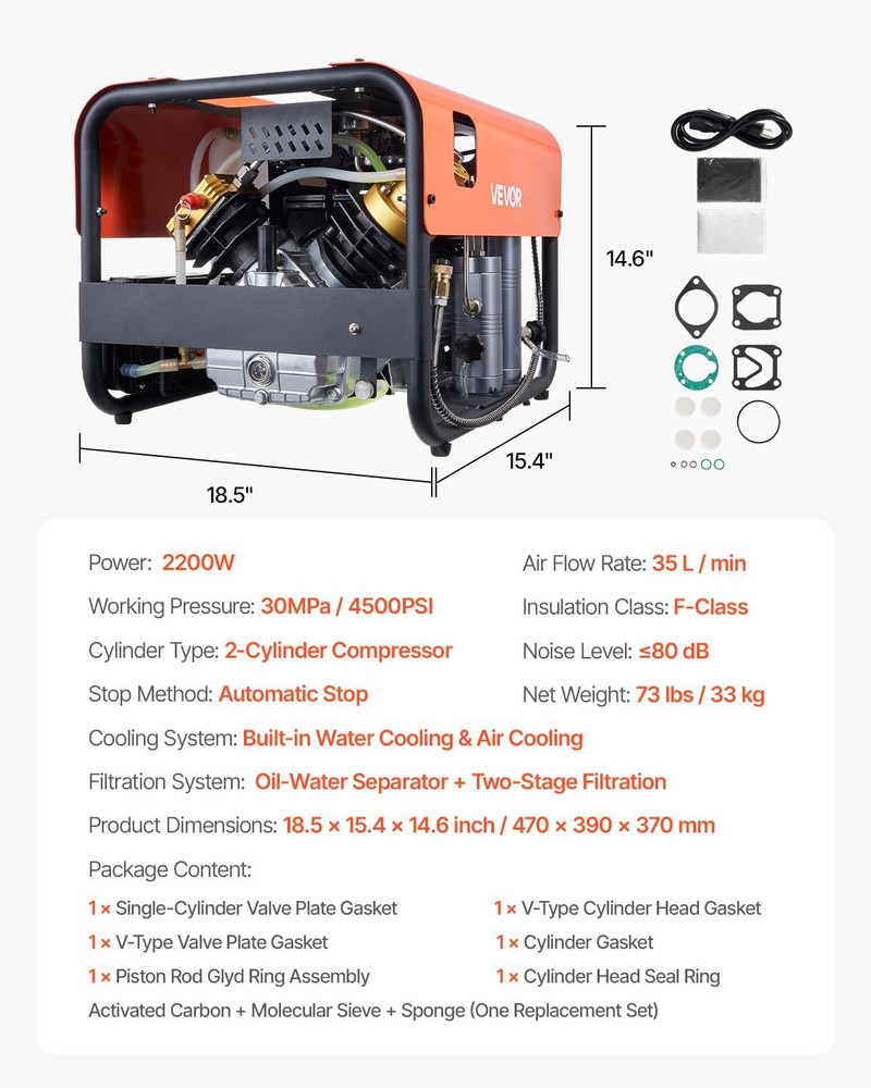 High-Performance 4500Psi PCP Air Compressor with Auto-Stop & Cooling System