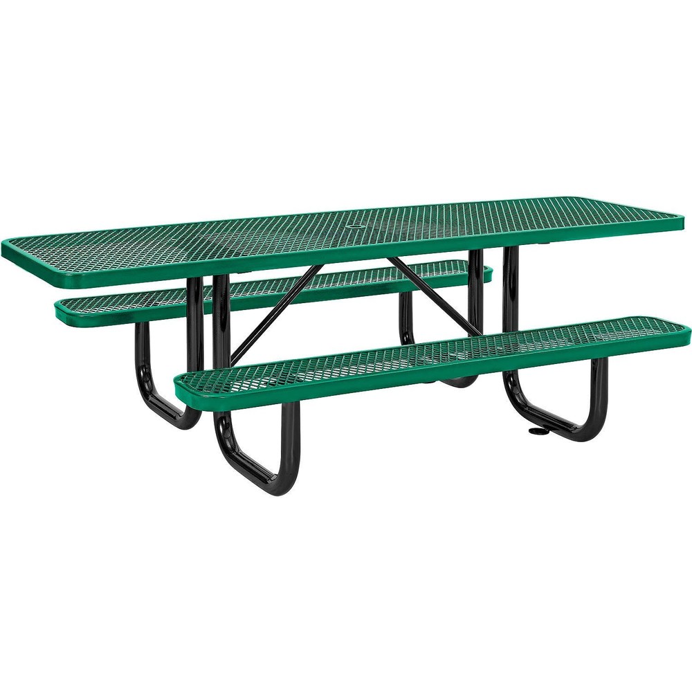 8' ADA Rectangular Picnic Table Expanded Metal Green (96" Long)