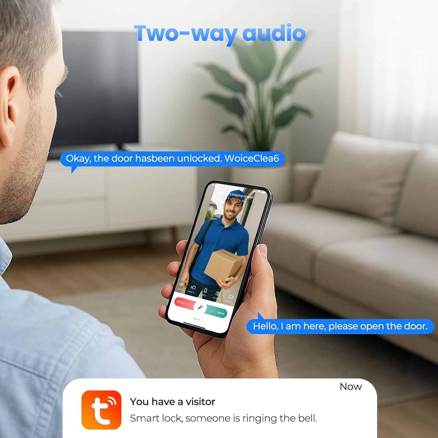 WiFi Video Smart Lock with Camera & Doorbell Keyless Entry Handle for Front Door
