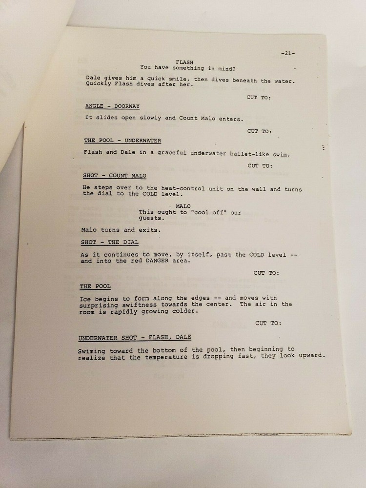 FLASH GORDON / Ted Pedersen 1979 TV Script, "Chapter Eight: The Frozen World"