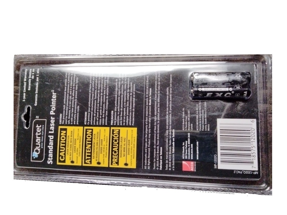 Quartet Standard Laser Pointer Class 2, Project 665 ft Red Dot, for School 2 AAA