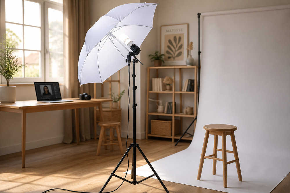 Photo Studio Lighting Kit Umbrella Light Stand Adjustable Soft Light Setup