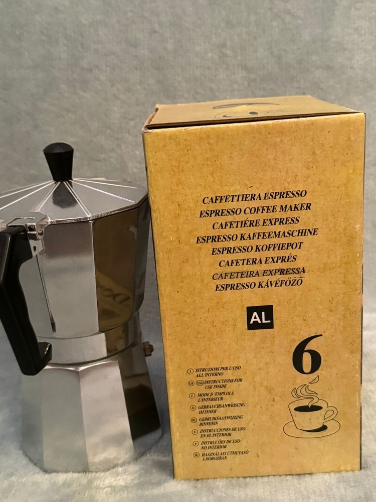 espresso machine coffee 6 cups silver