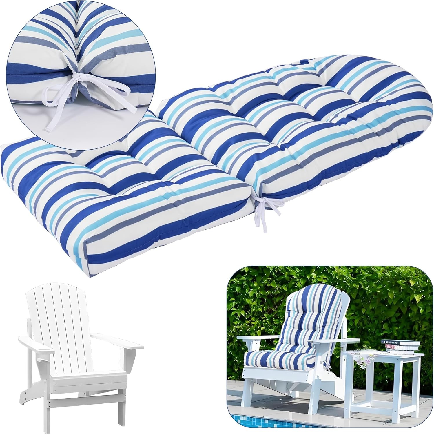 Weather Resistant Adirondack Chair Cushions Set of 2 High Back Rocking Chair