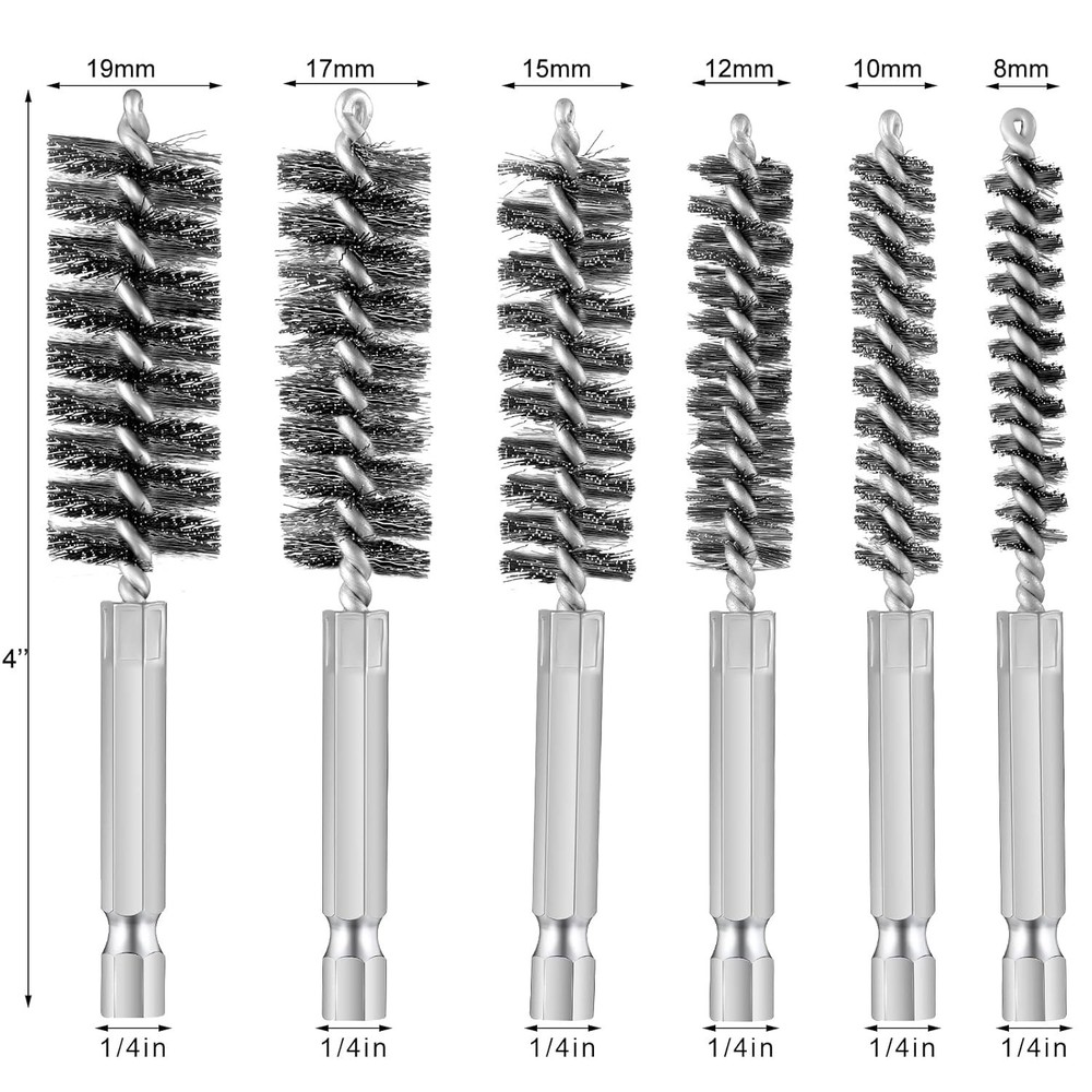 Multipurpose Steel Wire Bore Brushes with Handle and Drill Compatibility