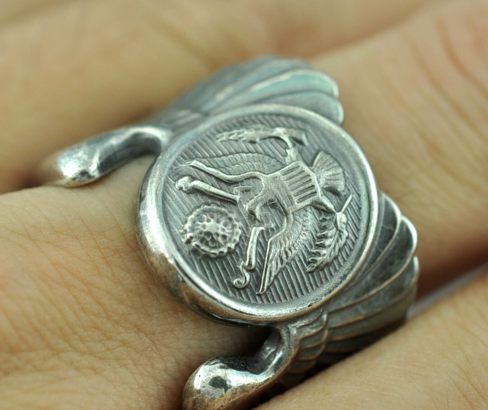 Large Solid 925 Sterling US Air Force Aircrew Crewman Wings Ring