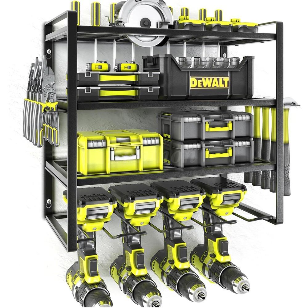Power Tool Organizer Wall Mount Extended Large Heavy Duty 4 Layer 4 Drill Holder