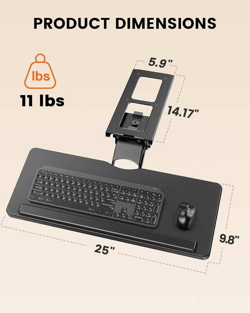 ErGear Keyboard Tray Under Desk, Height Adjustable Mouse & Keyboard Tray