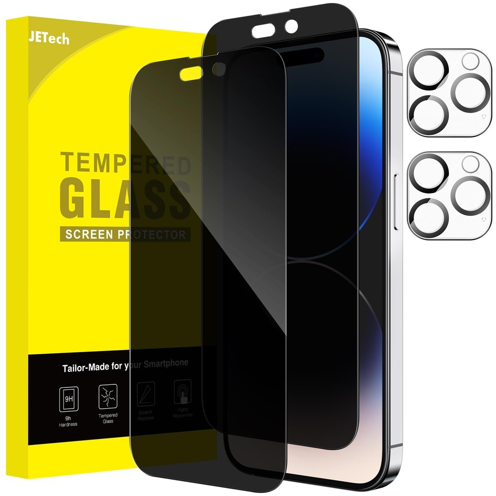 JETech Privacy Full Coverage Screen Protector for iPhone 14 Pro Max, 2-Pack