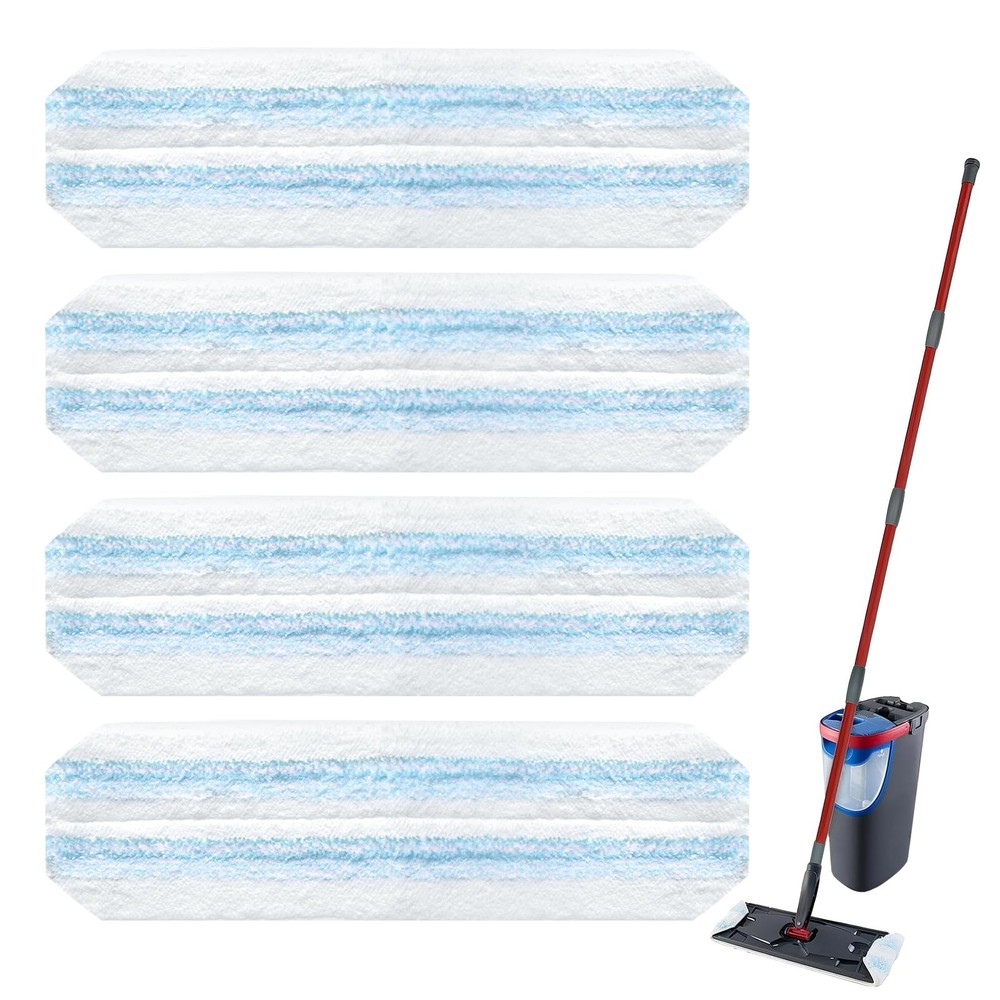 4 Pack Mop Replacement Pads: Compatible with O Ceda H2prO Flat Mop System, Mi...