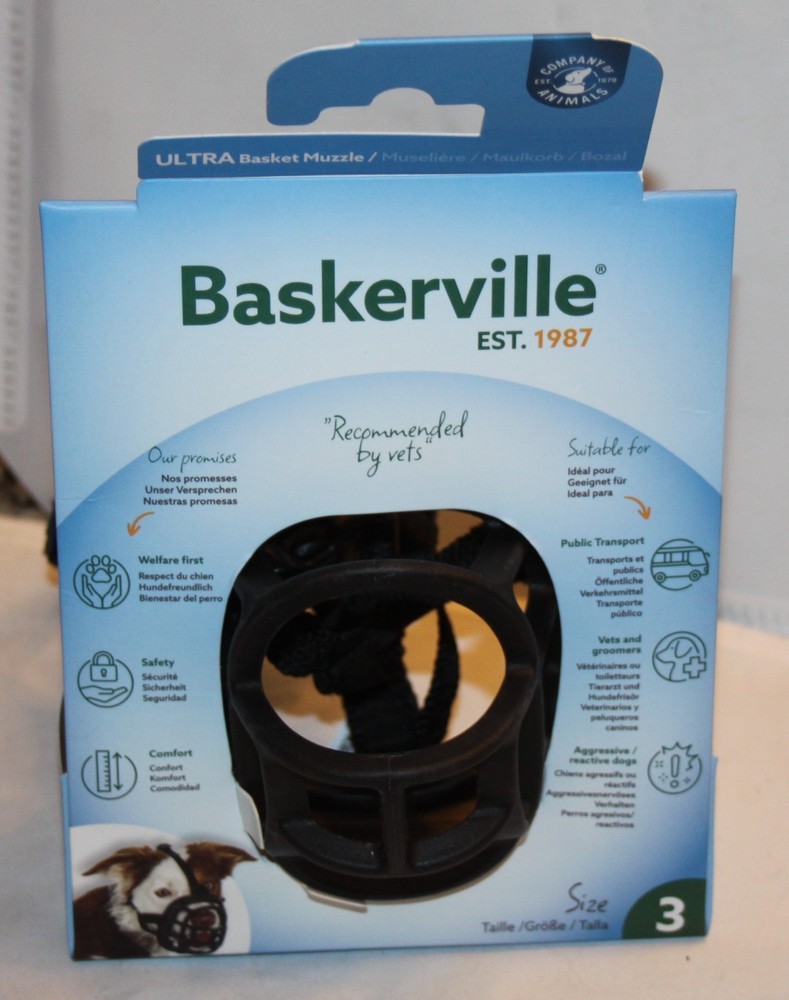 Baskerville Small Black Ultra Basket Dog Muzzle Black Size 3