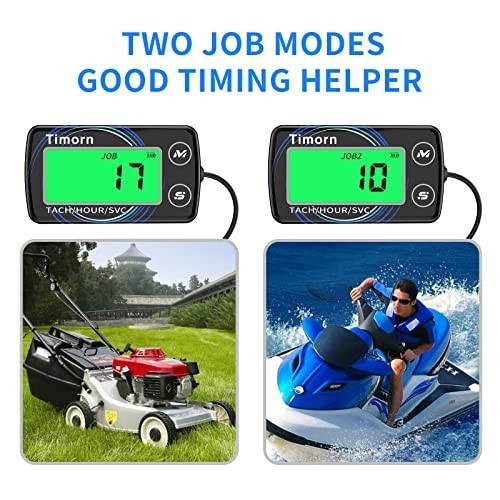 Digital Small Engine Tachometer Hour Meter - Waterproof RPM & HR Meter for Dirt