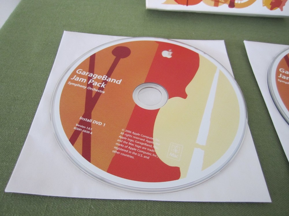 Apple GarageBand Jam Pack Symphony Orchestra Two Discs Install Disc 1 & 2