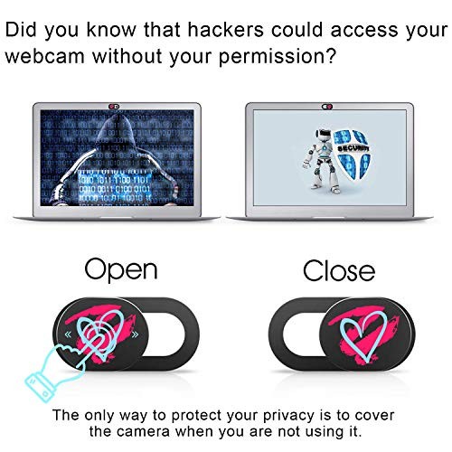 Webcam Cover Ultra Thin - Web Camera Cover fits Heart-Black & 3 pack