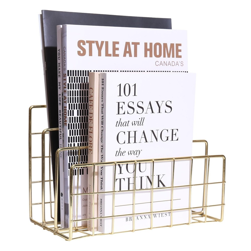 Metal File Organizer, 3 Vertical Sections, Desktop Paper/Mail/Letter/Record H...
