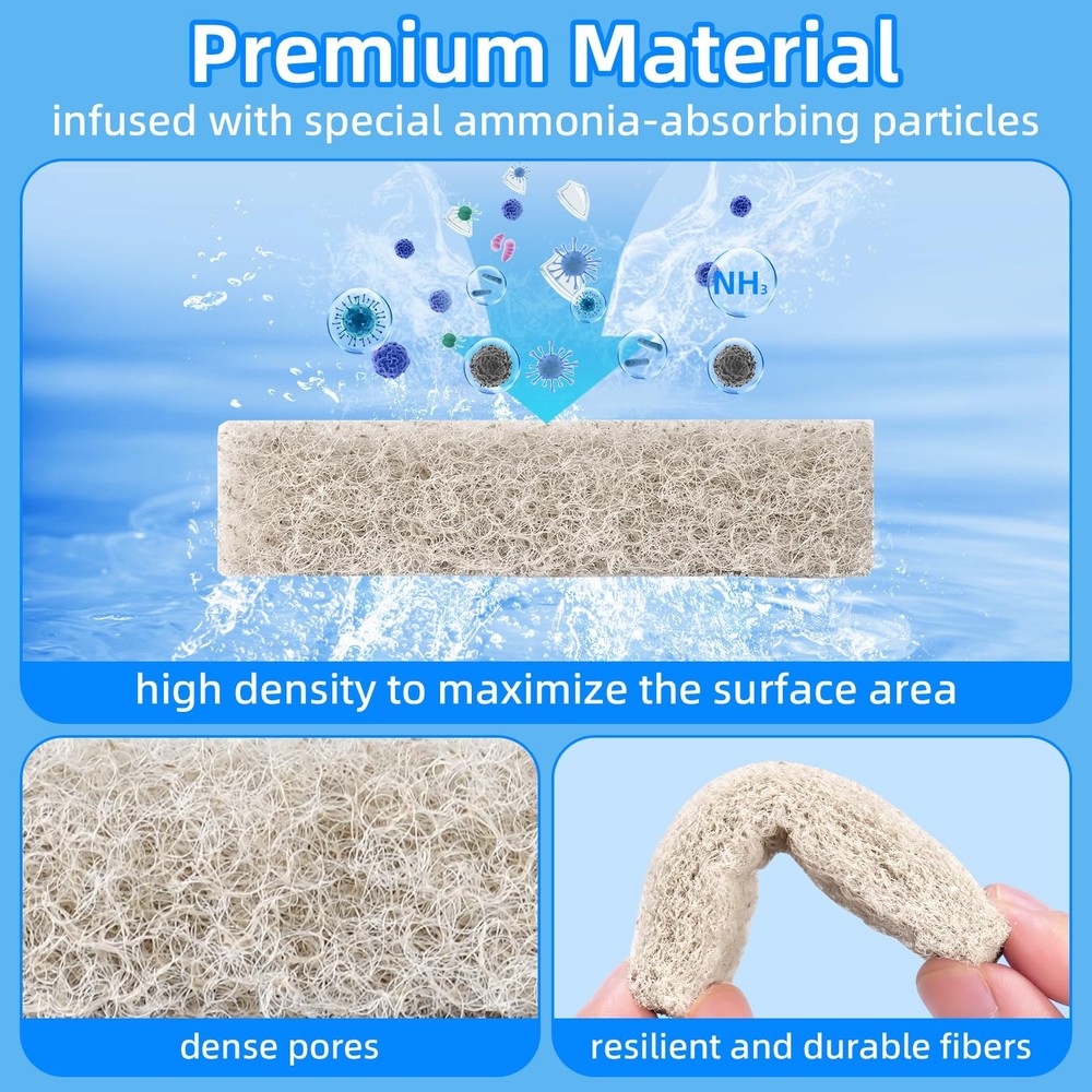 12-Pack Replacement Ammonia Reducer Pads Compatible with Aqueon QuietFlow 20 ...