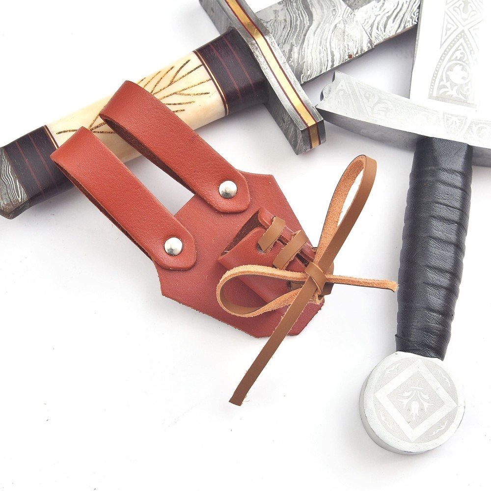 Genuine Leather Dagger Holster Medieval Adjustable Sword Frog Multiple Tool Hold