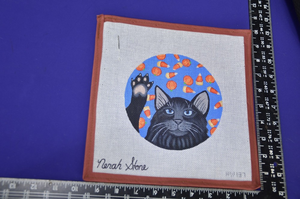 Hand painted Needle Point Canvas Bundle Nora Stone, Candy Corn Dreams