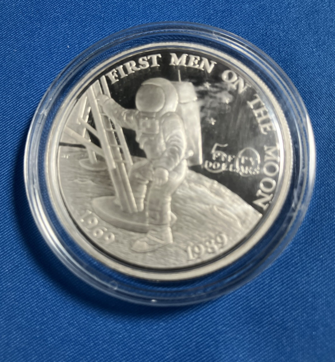 1989 Marshall Islands Silver Proof First Men on the Moon Fifty 50 Dollar Coin