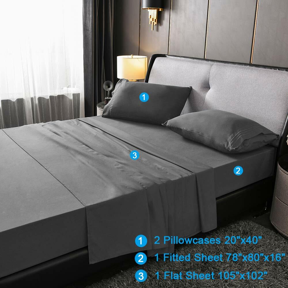 SAKIAO King Size Bed Sheets Set - Brushed Microfiber 1800 Bedding - 4 PIECES