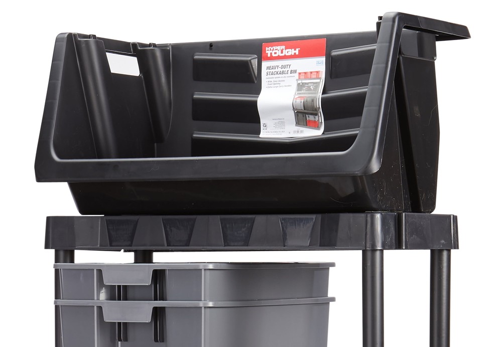 Heavy Duty Nesting Plastic Stack Bin, Black