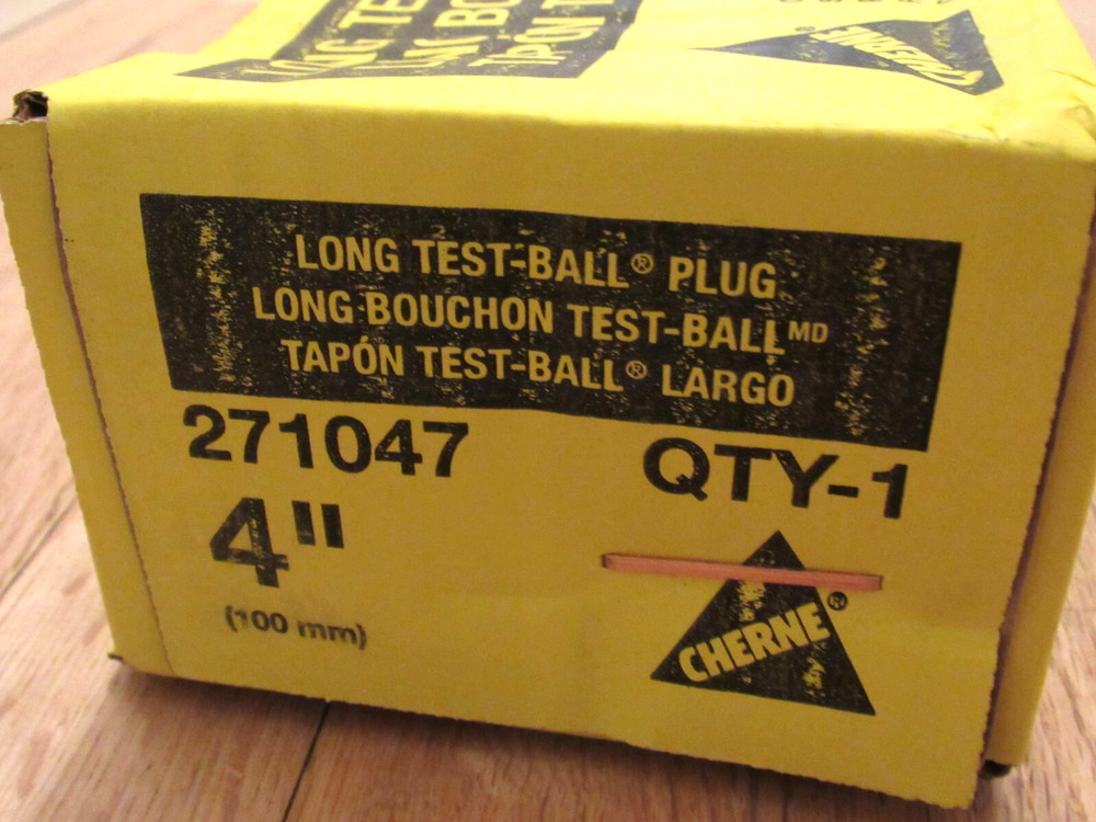 Cherne 271047 4" LONG TEST-BALL PLUG NEW