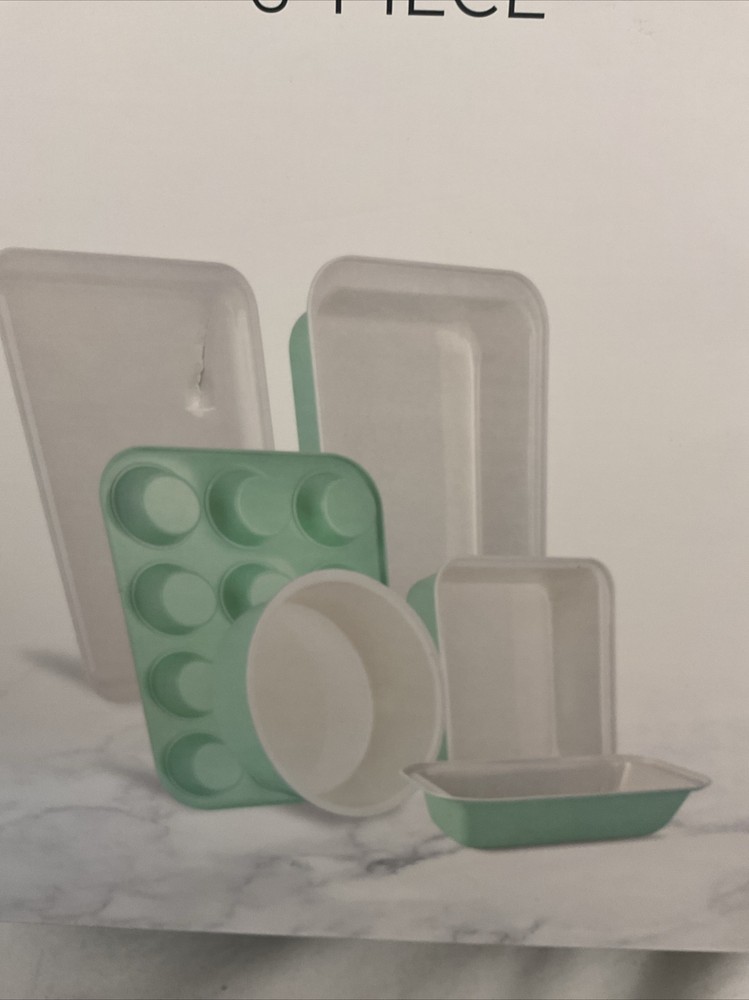 Servappetit 6 Piece Kitchen Baking Pan Set Mint And White NEW IN BOX!