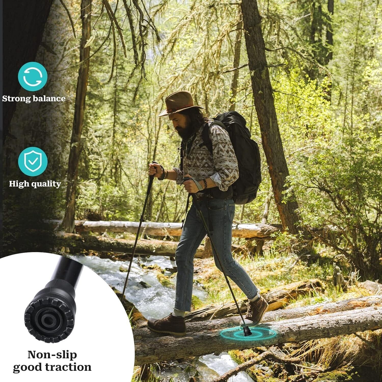 4-Pack Rubber Cane Tips 3/4 Inch Heavy Duty Walking Cane Tips Black Sturdy