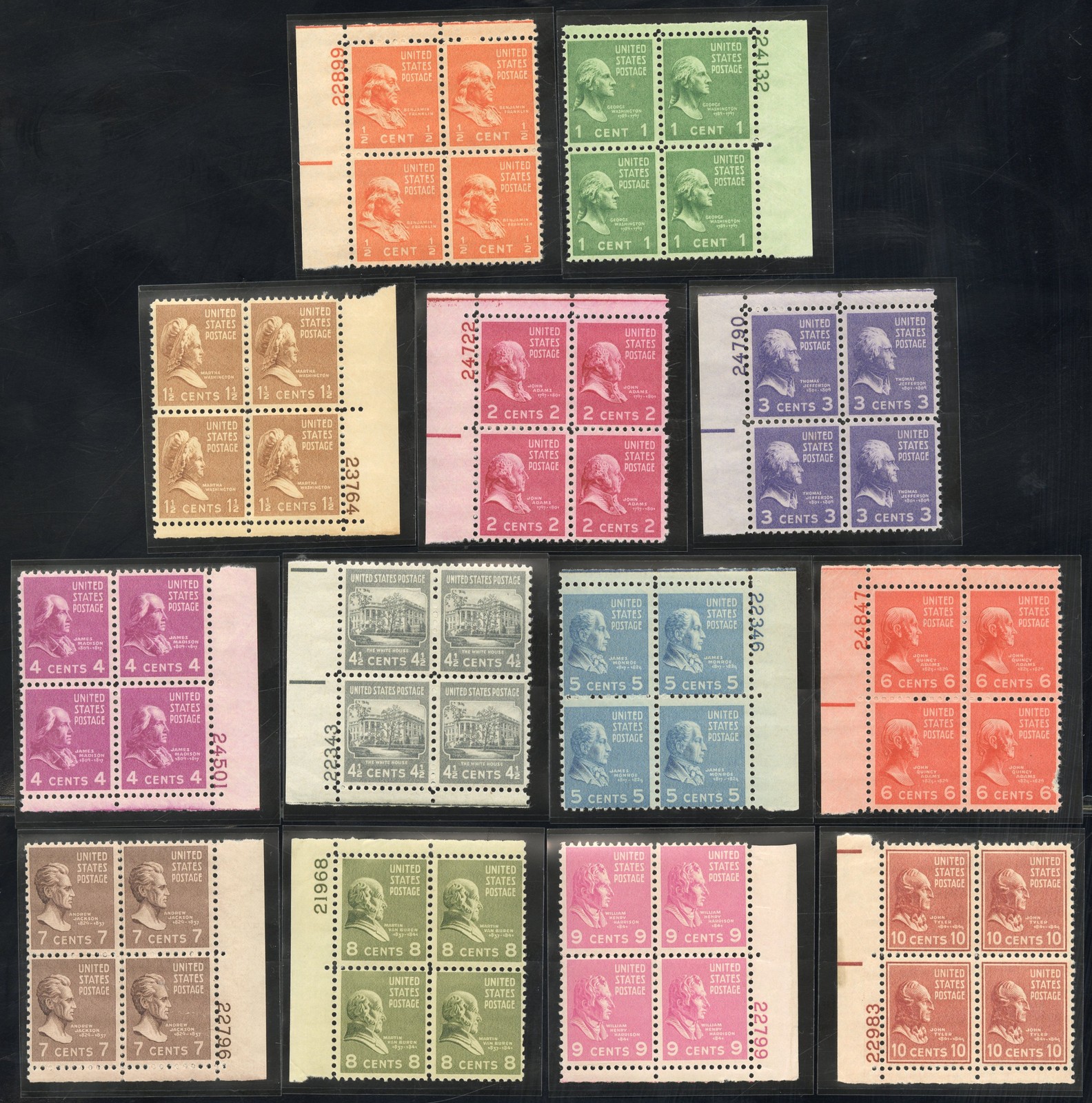 US Stamps # 803-31 MNH VF ½¢ To 50¢ Plate Block Set