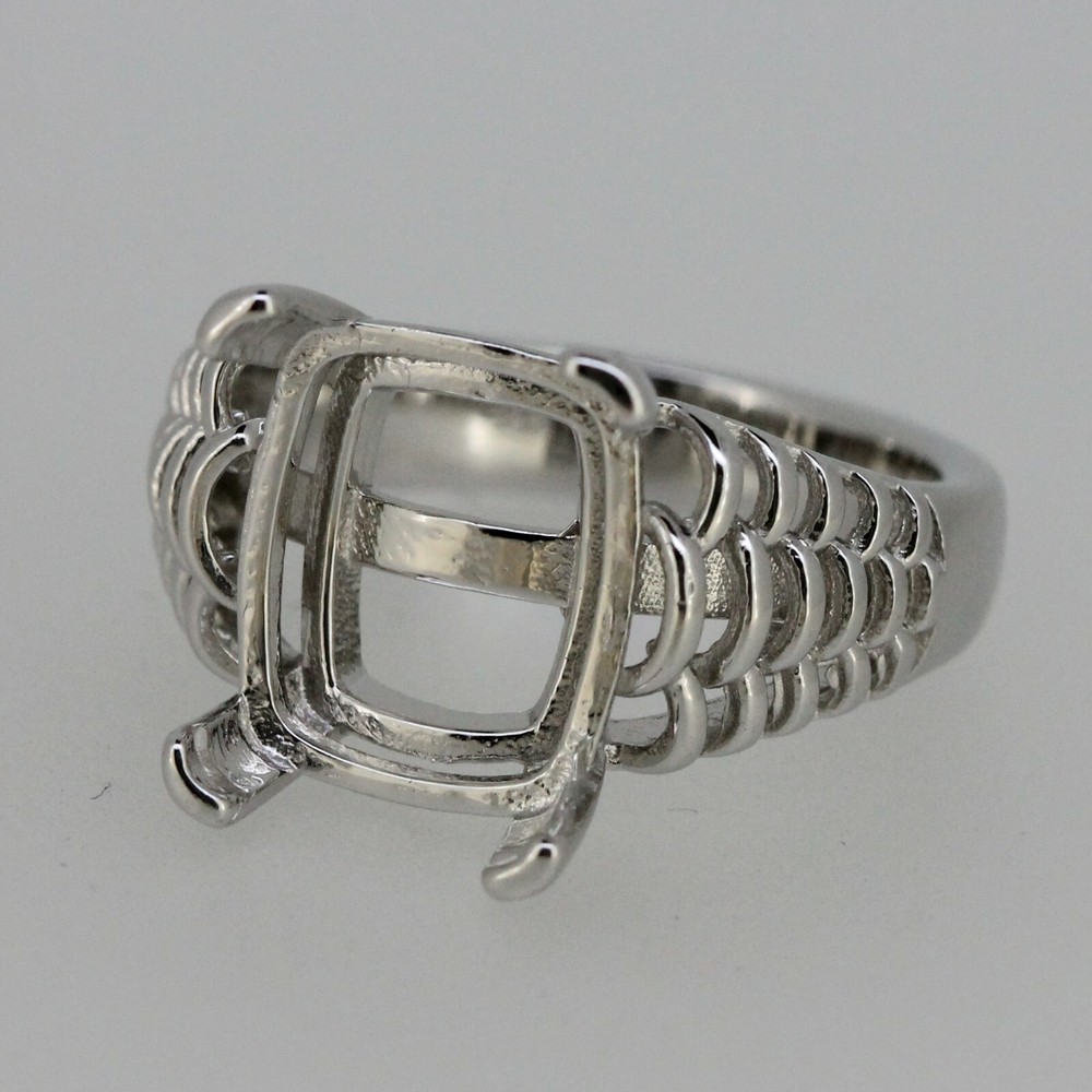 Sterling Silver Semi Mount Ring Setting cabochon Cushion Cu 12x10mm