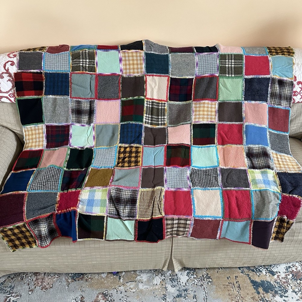 Wool Patchwork Quilt 57 Inches X 47 Inches