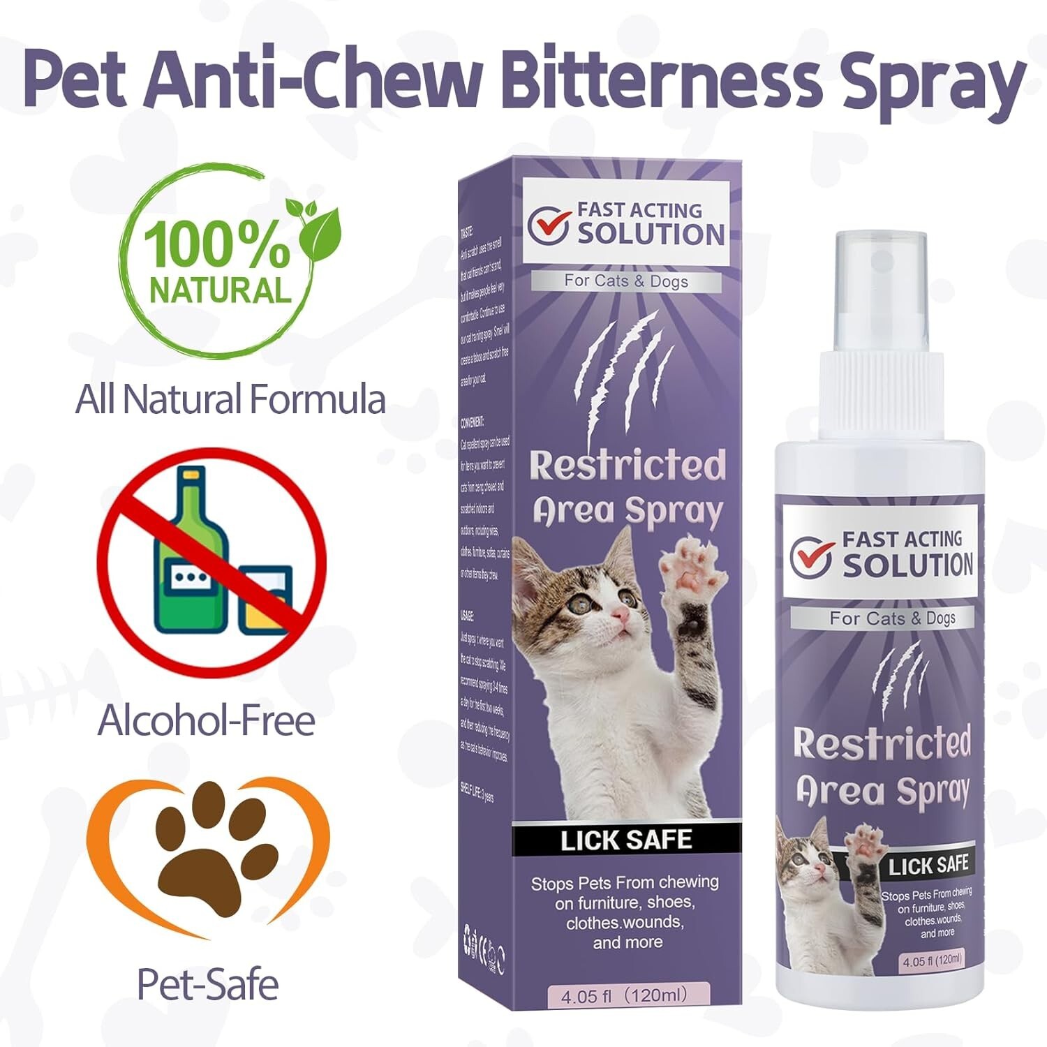 Cat Deterrent Spray Indoor, 120ML Stops Chewing and Licking of Furniture,Bandage