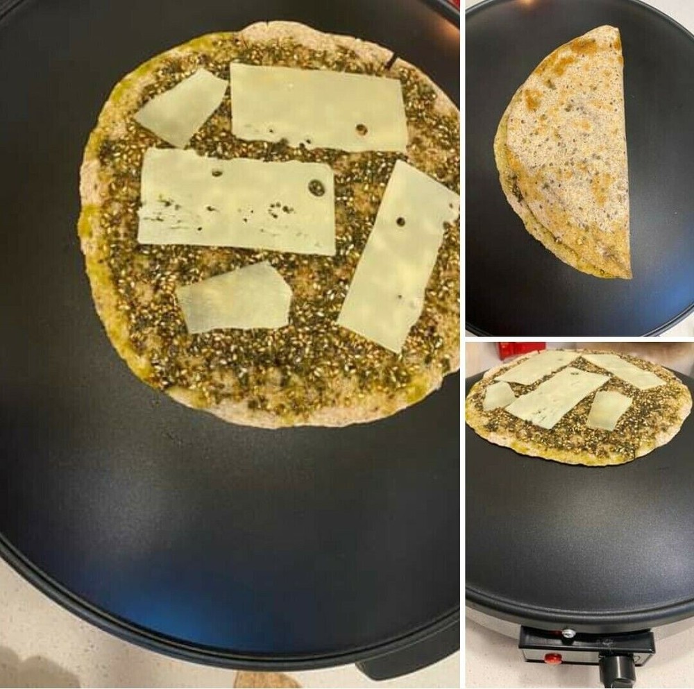 Electric Saj Arabic Bread Maker Non-stick Markouk Thyme /Cheese Pie زغتر مناقيش