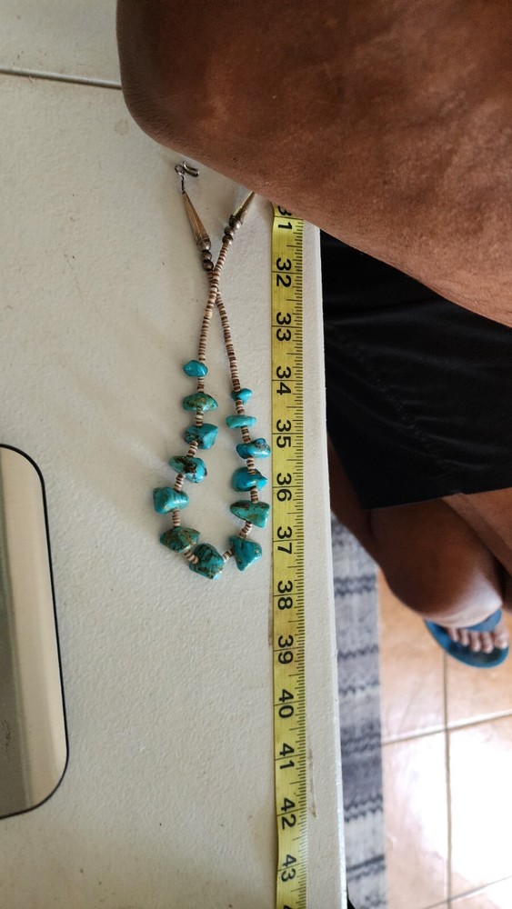 native american turquoise and shell necklace vintage