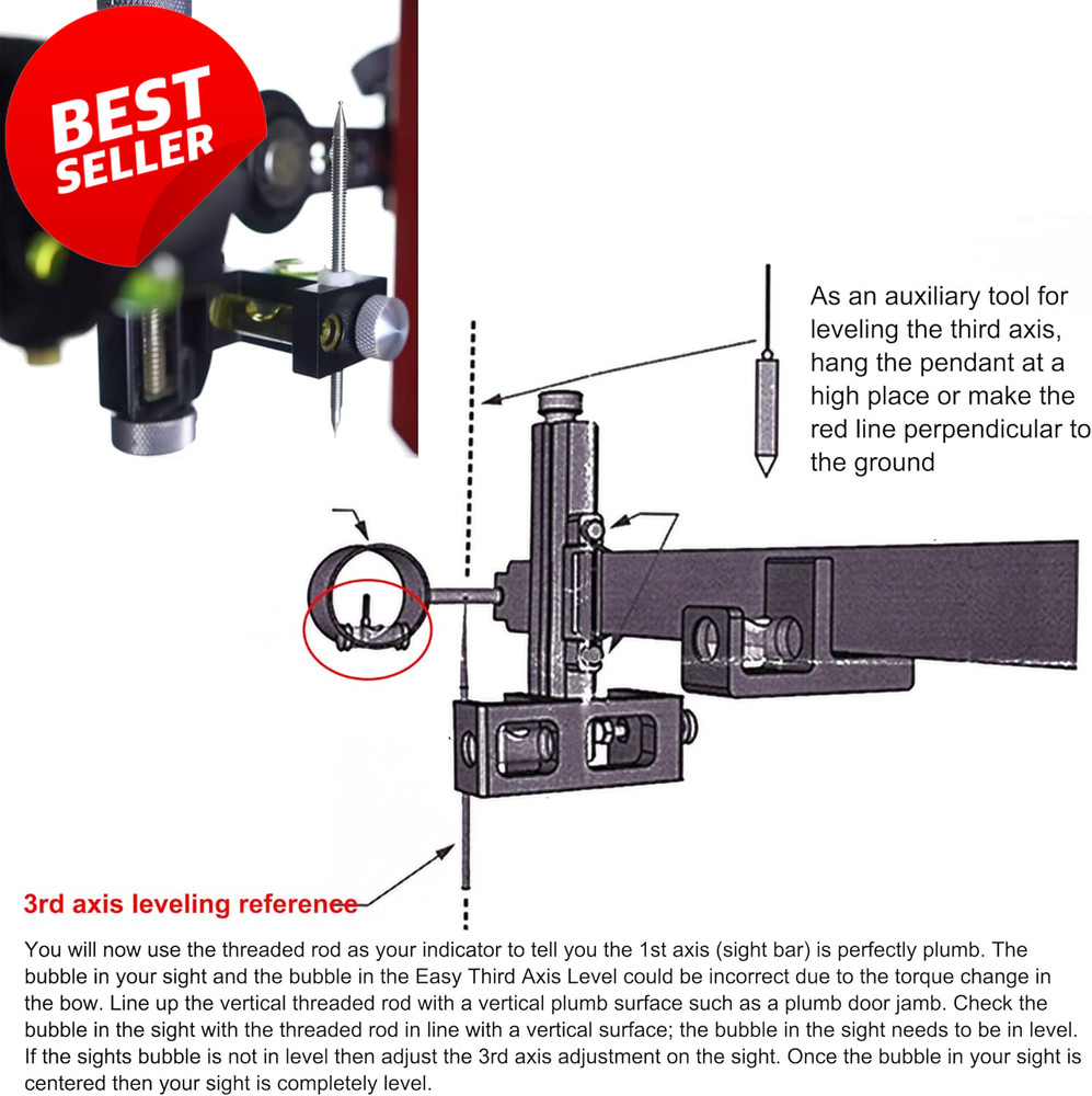 Archery 3rd Axis Bow Sight Level Tool Kit Bubble Level for Compound Recurve US