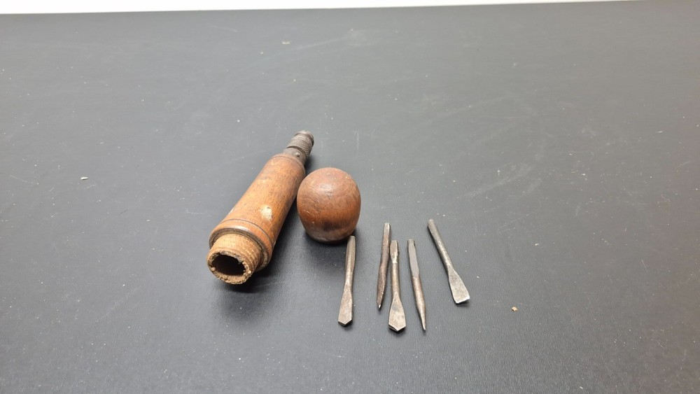 Antique Wood Handle Multi Tool with 5 Tools