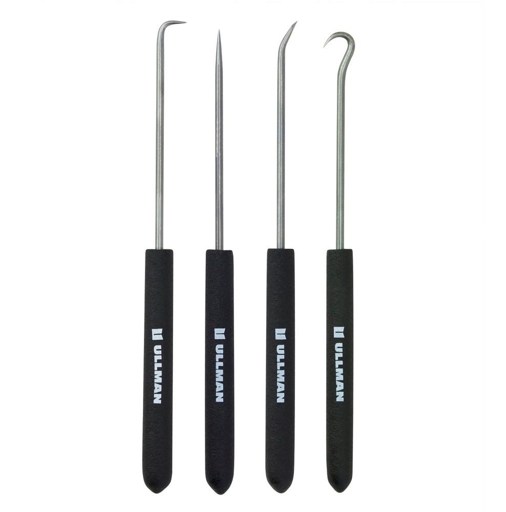 Ullman 4pc Hook Pick Set 7 in Cushion Grip Straight Right Angle Complex USA CHP4