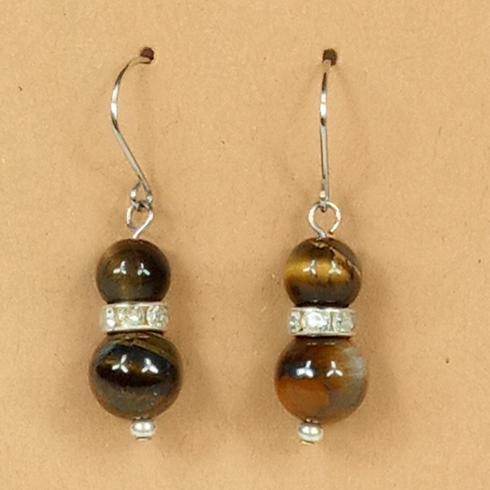 NWOT Tiger Eye Bead Earrings Handcrafted