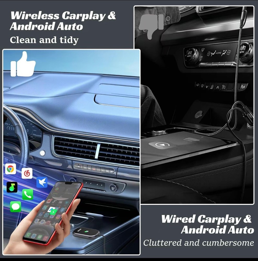 HSTOP 2in1 USB Wireless Carplay Android Auto Car 5.8Ghz WiFi Bluetooth Adapter