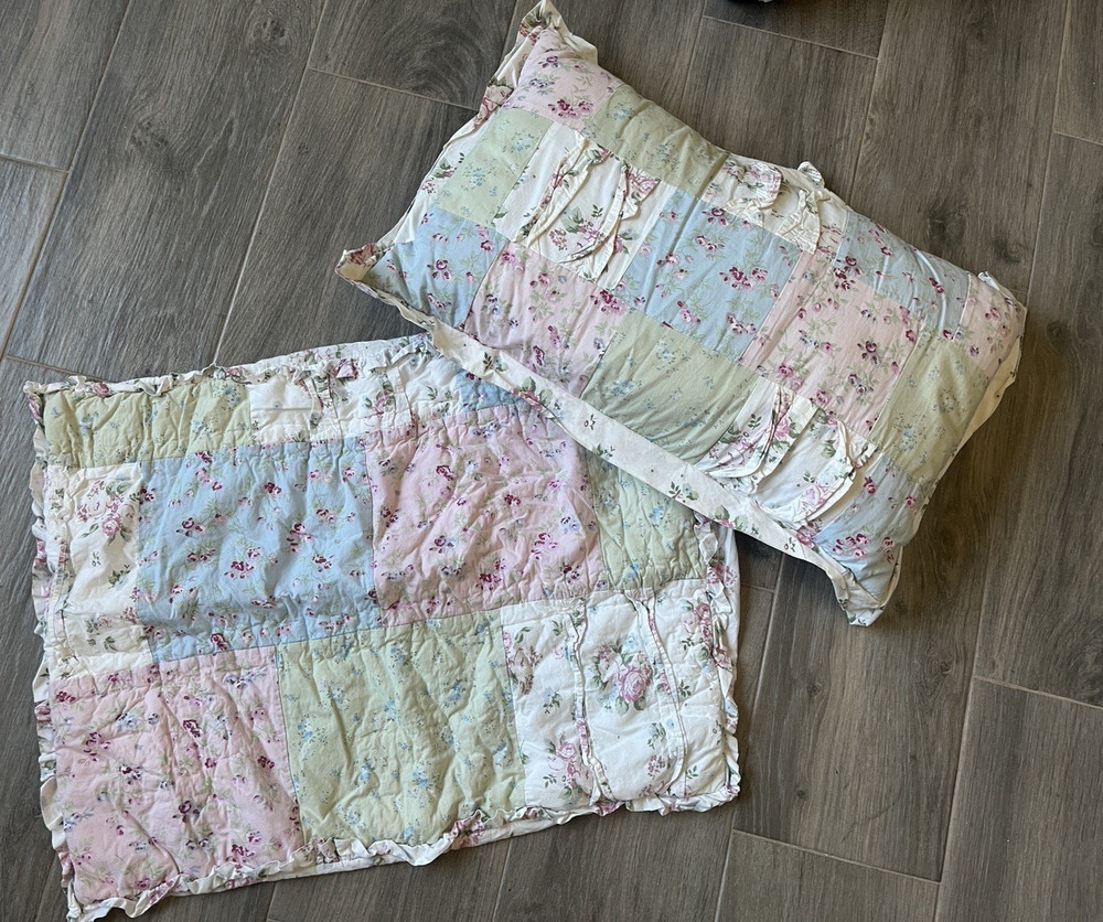 Rachael Ashwell Shabby Chic Quilted Patchwork Pillowcase & Accent Pillow