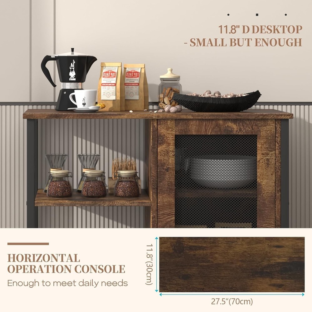 Mini Coffee Bar Cabinet W/ Storage 27.5'' Small Kitchen Bar Table Cute Corner