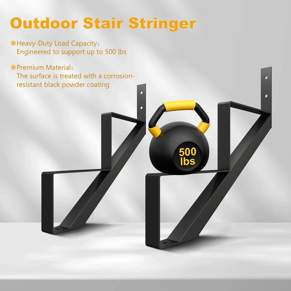 DIYHD Steel Stair Riser 7 Step Stringer for Deck Height 7 Steps, Black