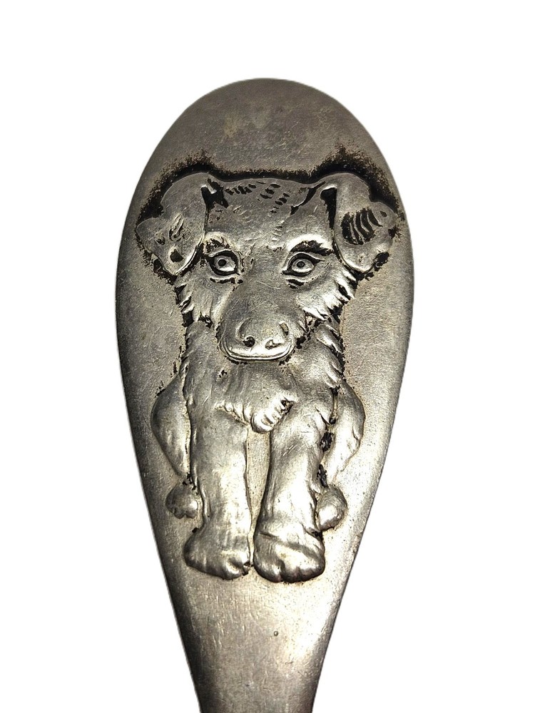 Vintage WINTHROP Silverplate Child's Nursery Flatware Set-Embossed Puppy Dogs