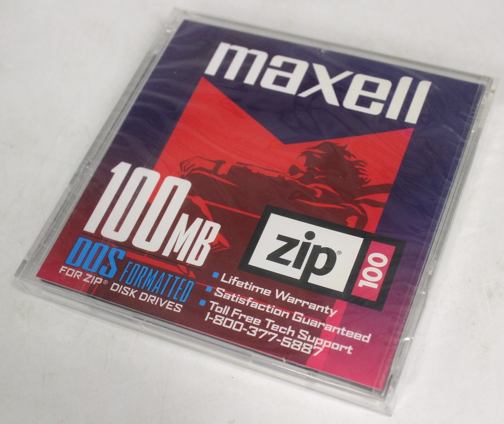 Maxell Zip 100 Disk 100MB DOS Formatted For Zip Drive 2 Pack New Sealed