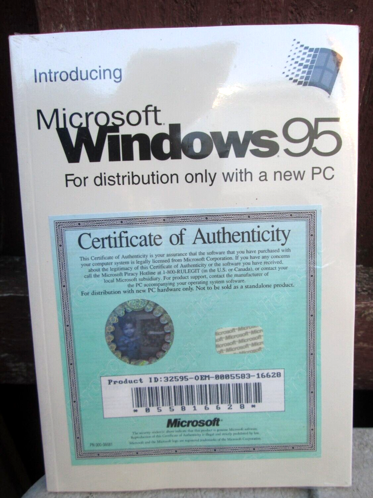 Sealed Unopened Introducing Microsoft Windows 95 Computer Manual w/Certificate