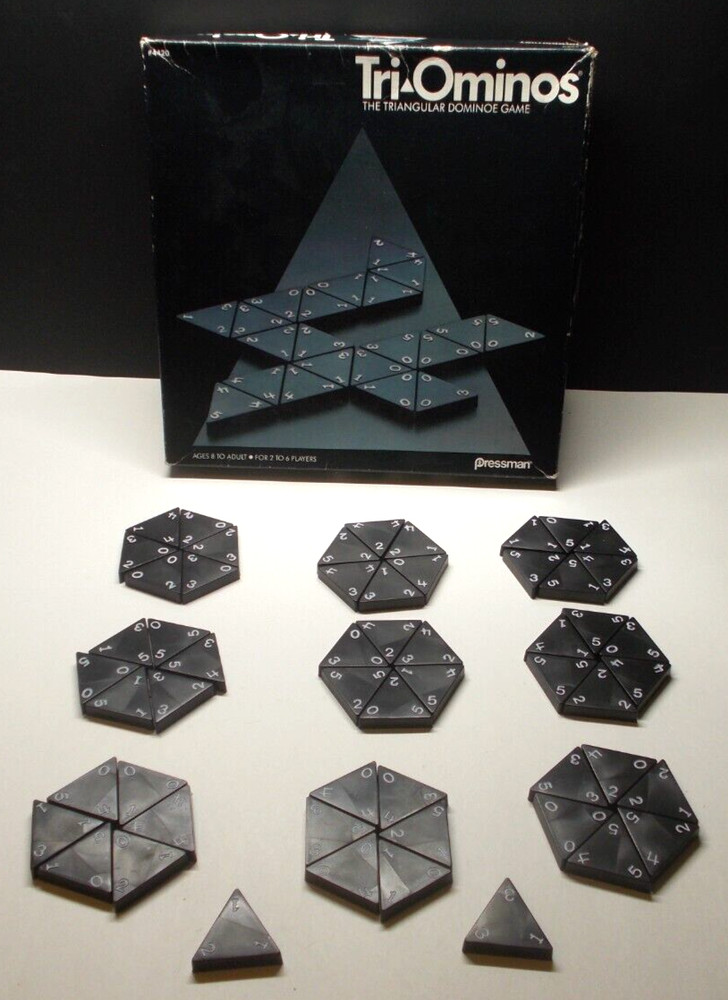 Vintage Pressman Tri-Ominos Triangular Dominos 1985 No. 4420 Complete