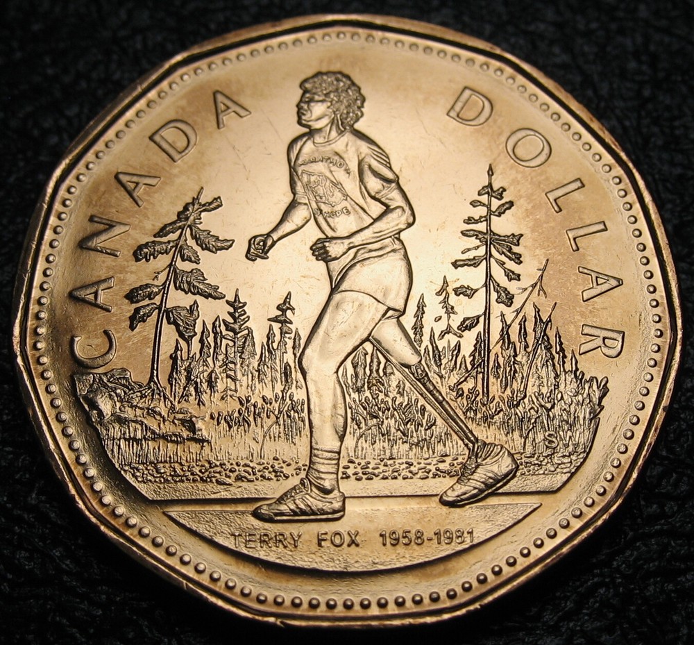 Canada 2005 $1 Terry Fox Half Grass / Broken Branches On Right ( Type-2 ) BU