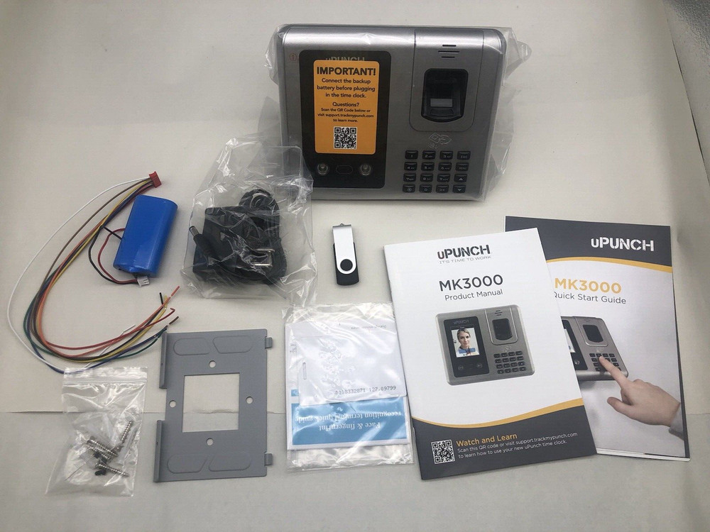 uPunch MK3000 Face & Fingerprint Terminal Recognition Time Clock... *READ DESC..